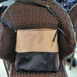 Fossil shoulder or crossbody leather handbag
